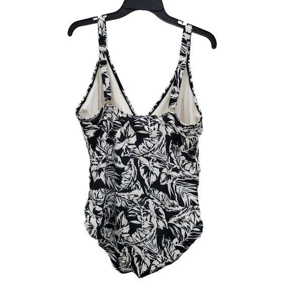 Anne Cole Woman's White Black Tropical Leaf Print One Piece Swimsuit Plus Sz 16 - Picture 7 of 7
